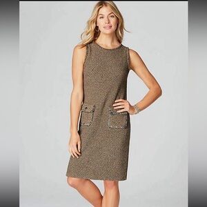 J.Jill Butterscotch Gold and Black Tweed Size LP Dress